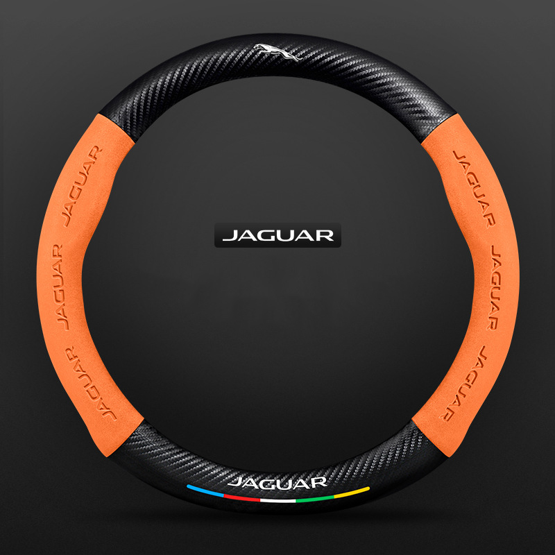 TrackVibe | Orange Carbon Suede Steering Wheel Cover – Anti-Slip & Wear-Resistant