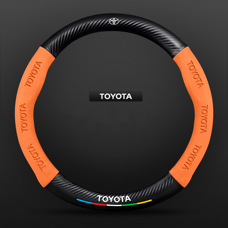TrackVibe | Orange Carbon Suede Steering Wheel Cover – Anti-Slip & Wear-Resistant