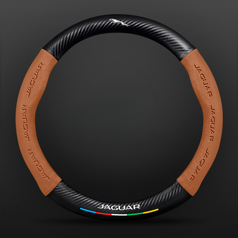 TrackVibe | Brown Carbon Suede Steering Wheel Cover – Anti-Slip & Wear-Resistant