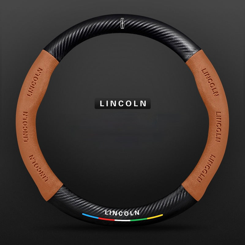 TrackVibe | Brown Carbon Suede Steering Wheel Cover – Anti-Slip & Wear-Resistant