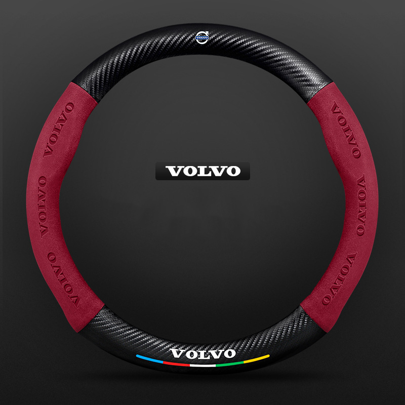 TrackVibe | Red Carbon Suede Steering Wheel Cover – Anti-Slip & Wear-Resistant