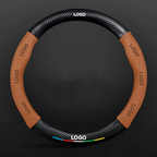 TrackVibe | Brown Carbon Suede Steering Wheel Cover – Anti-Slip & Wear-Resistant