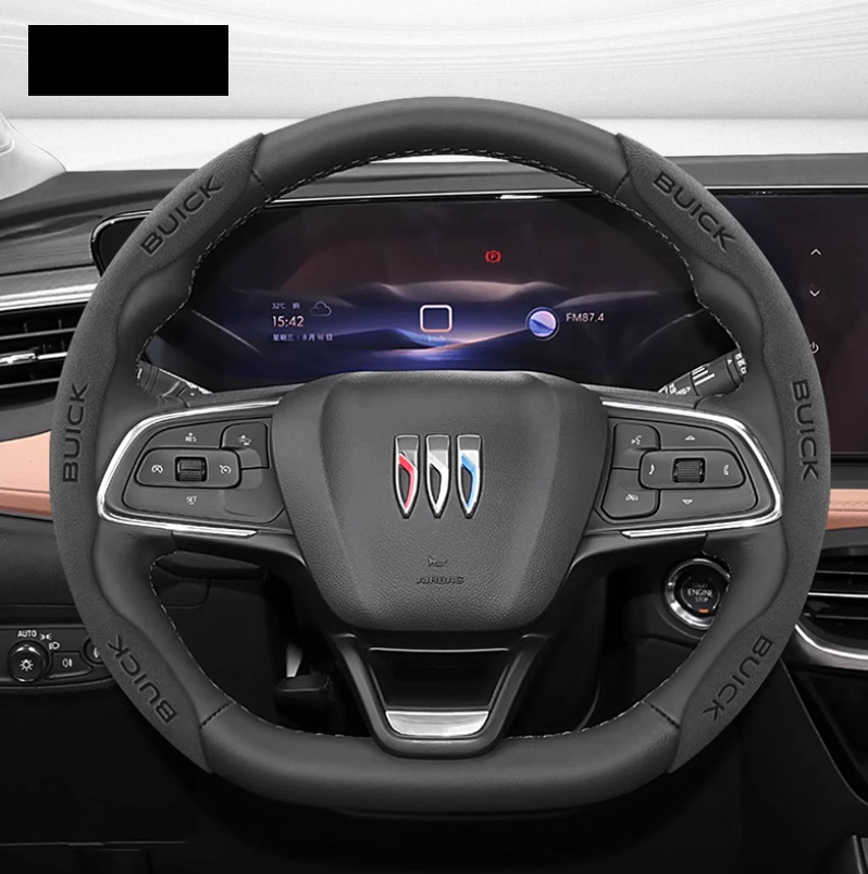 LuxeDrive Suede Sports Steering Wheel Cover - Customizable Logo