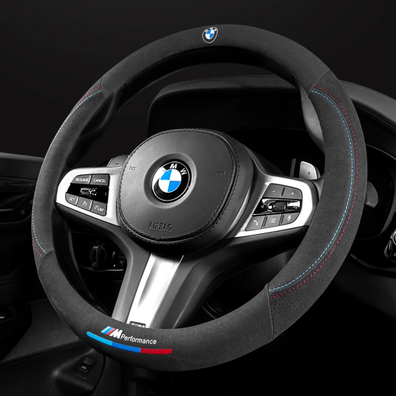 ComfortGrip Suede Steering Wheel Cover - Customizable Logo & Durable Comfort