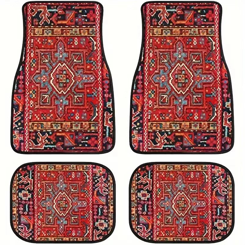 Ethnic Retro Style Car Floor Mats - Stain-Resistant & Easy to Clean