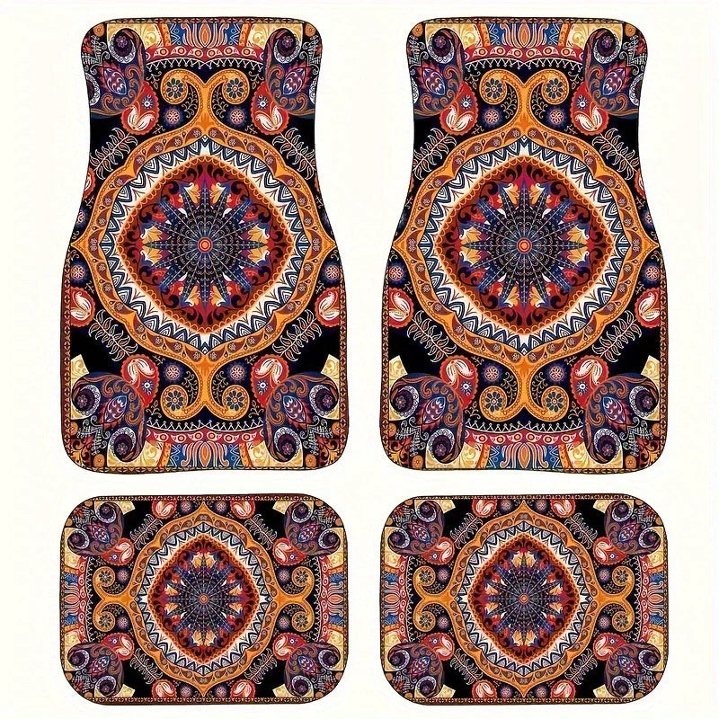 Ethnic Retro Style Car Floor Mats - Stain-Resistant & Easy to Clean